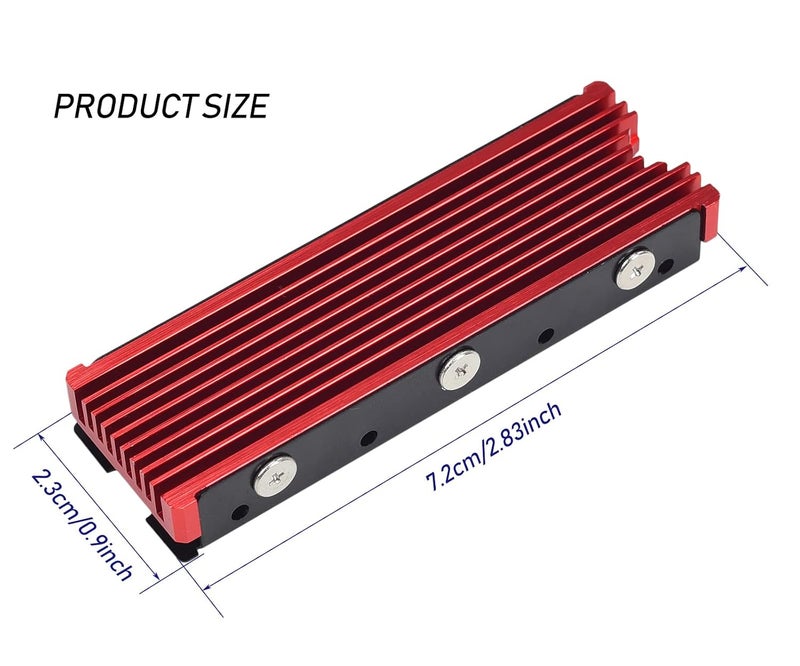 DAMOMCO مشتت حرارة M.2 SSD NVMe لسامسونج 990 980 برو 970 EVO بلس SN570 SN750 SN850 Firecuda 530 مع وسادة حرارية سيليكون، أحمر - Image 4